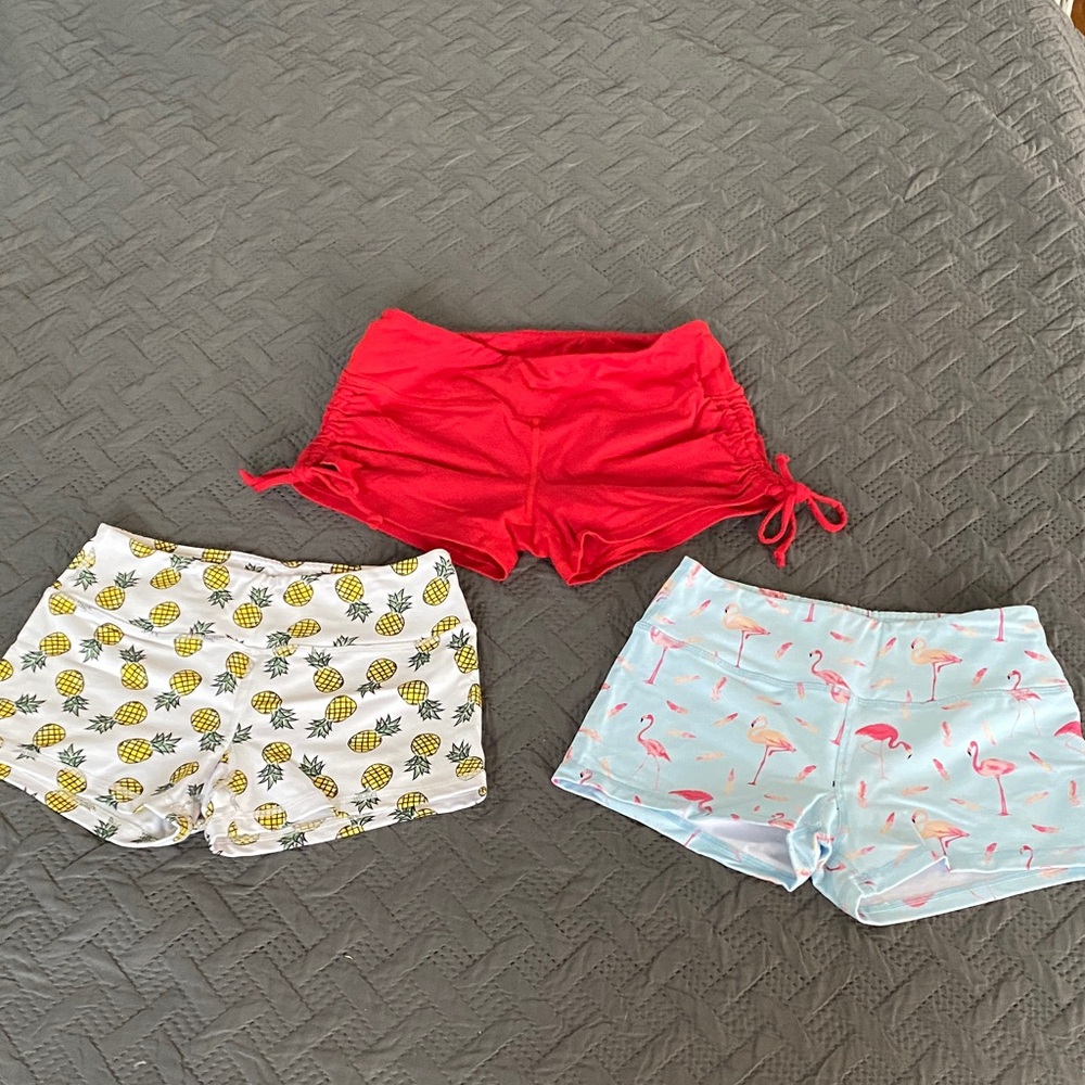Bundle of 3 Savage Barbell Women's Shorts - Red, Pineapple, Flamingo